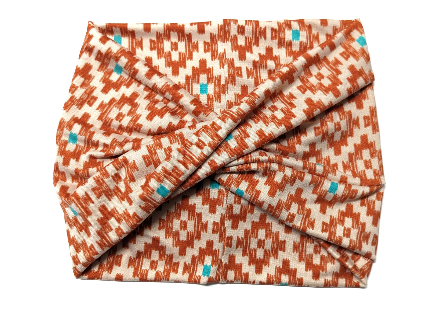 Orange Teal Aztec wide Headband