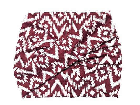 Burgundy Aztec wide Headband