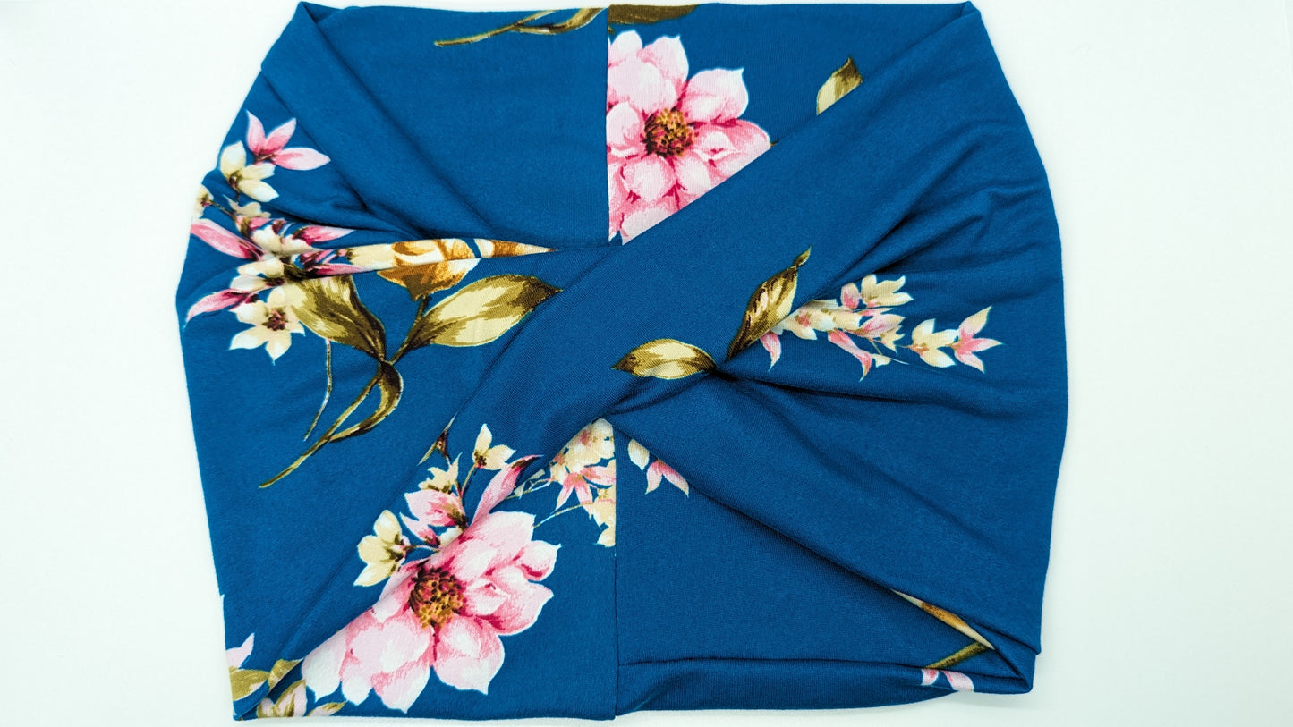 Teal Floral wide Headband