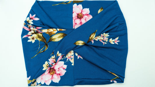 Teal Floral wide Headband