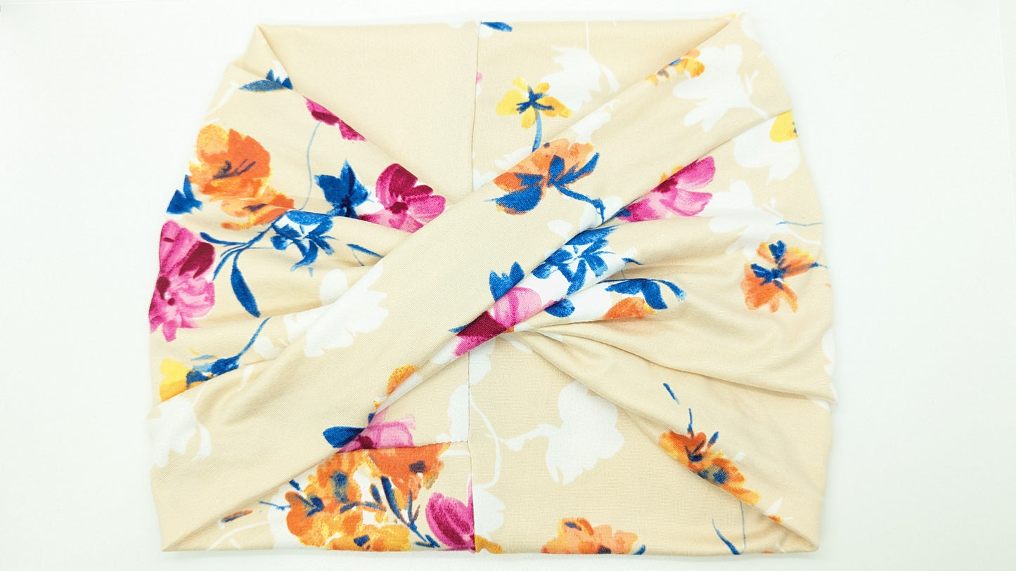Beige Floral wide Headband