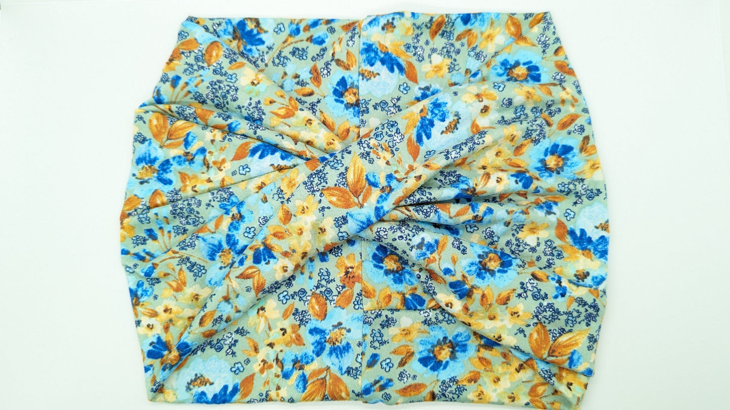 Blue Mustard Floral wide Headband