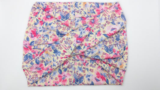 Pink blue Floral wide Headband