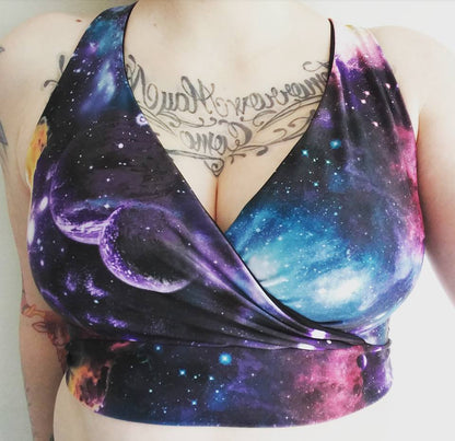 Galaxy Crossover Swim + Yoga Bra - Crunchy Love Co.