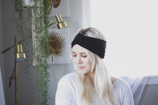 Black wide headband - Crunchy Love Co.