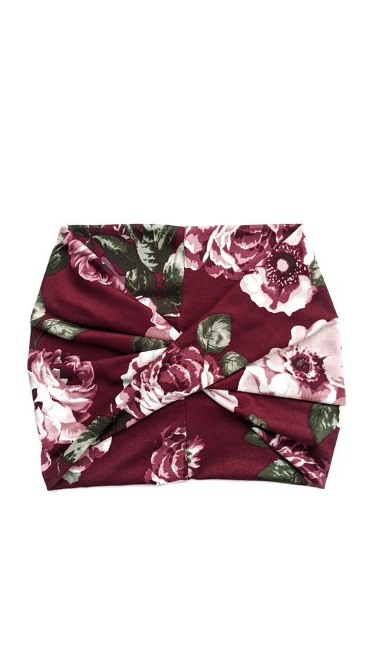 Wine Floral wide headband