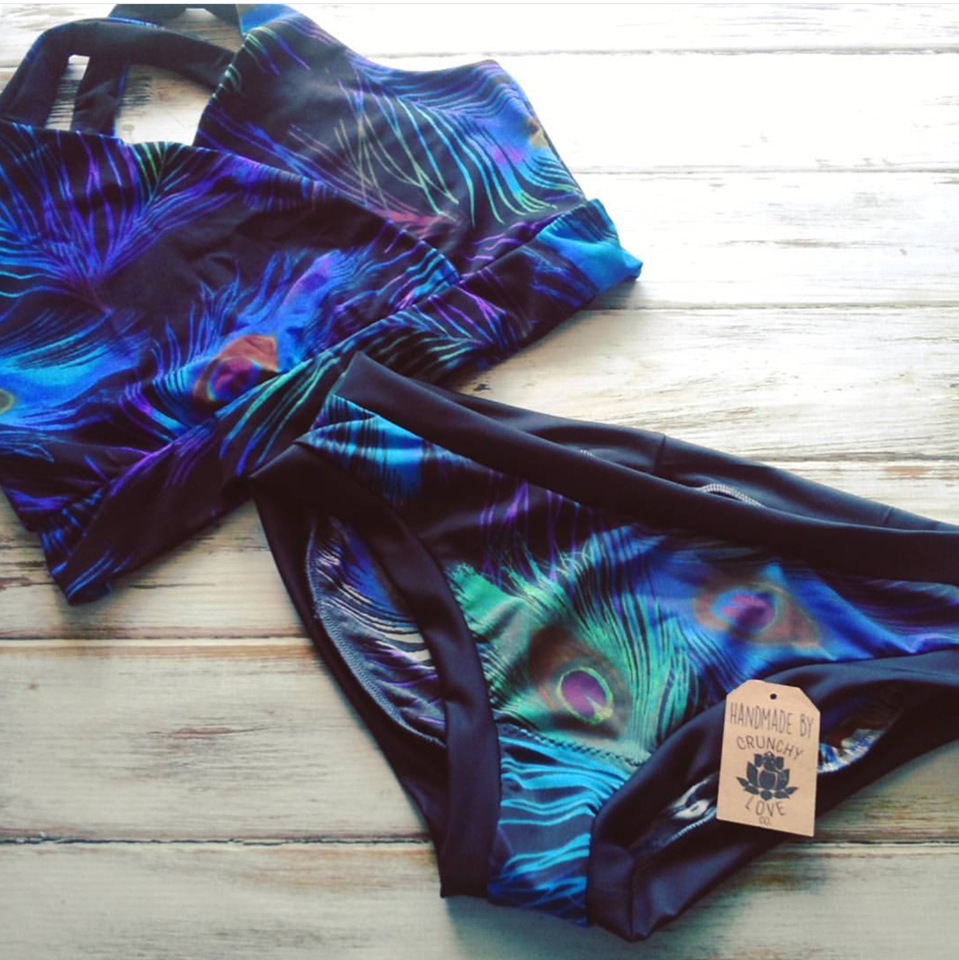 Peacock Top + Bikini Bottom Set - Crunchy Love Co.